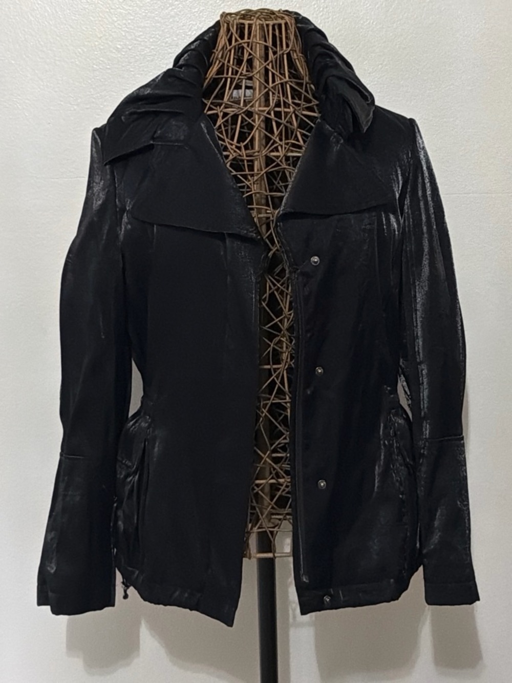 Hilary Radley Black Women's Shiny Jacket -